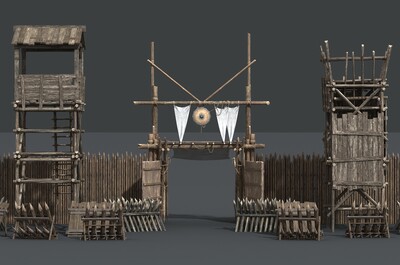 卡通 古代寨门模型-场景部件模型库-FBX(.fbx)模型下载-cg模型网