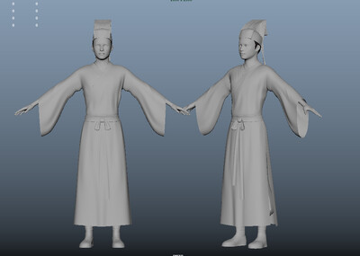 书生秀才读书人模型模型-男人模型库-Maya(.ma/.mb)模型下载-cg模型网