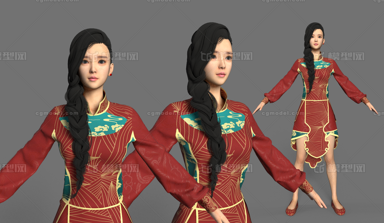 美女 女孩模型-女人模型库-FBX(.fbx)模型下载-cg模型网