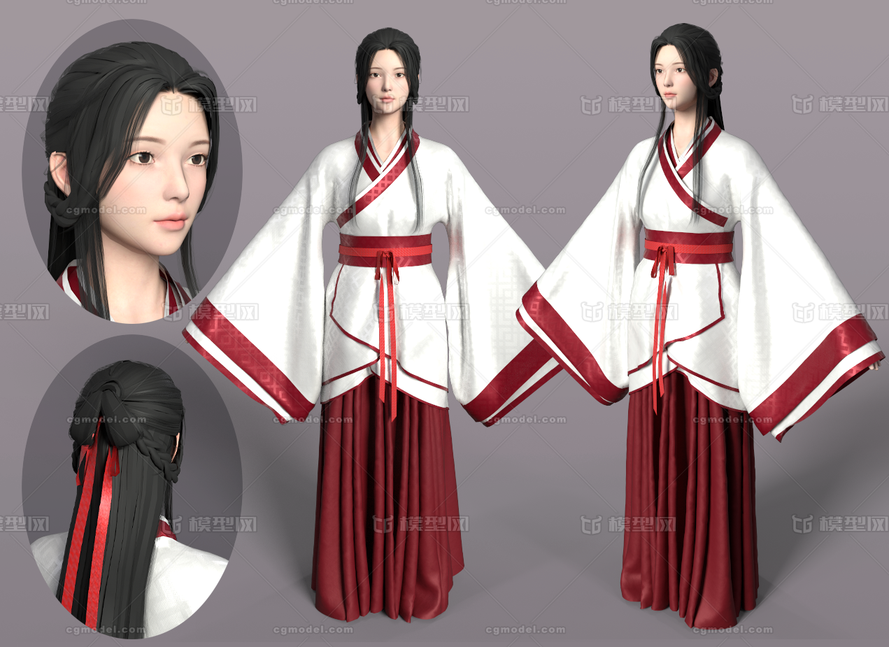 汉服 古代女子模型-女人模型库-3ds Max(.max)模型下载-cg模型网