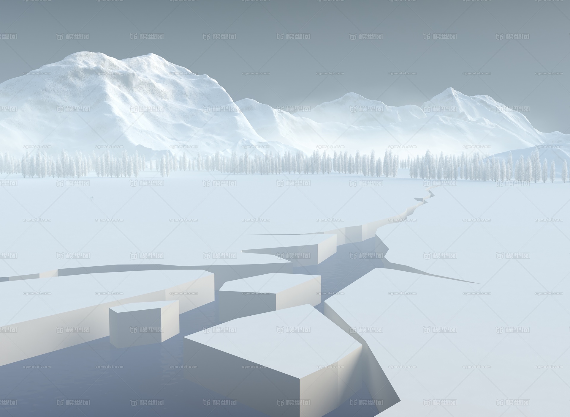 冰裂 雪山模型-自然场景模型库-3ds Max(.max)模型下载-cg模型网