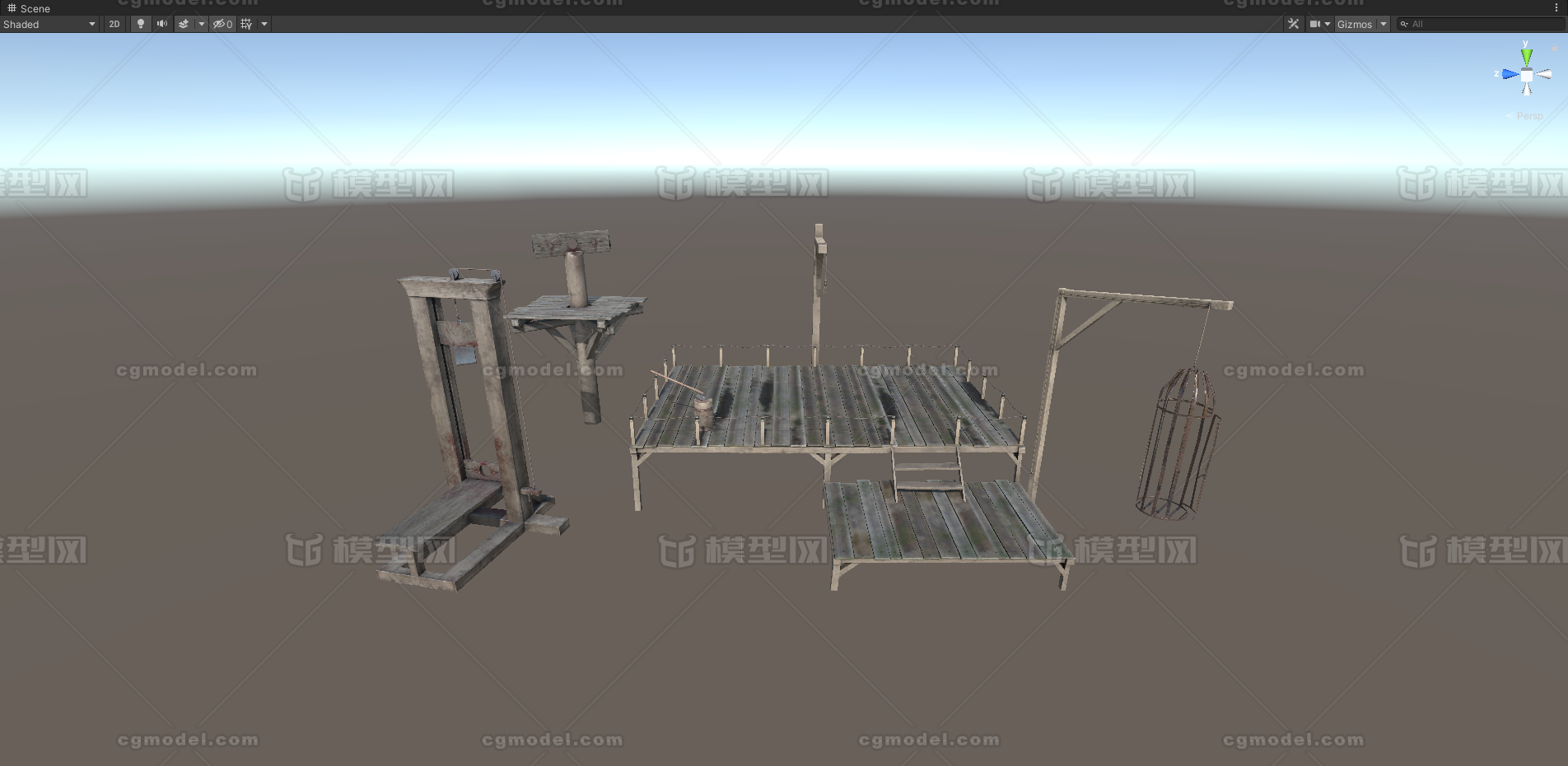 次世代刑具牢笼断头台绞刑架处刑台古代酷刑模型-场景部件模型库-3ds Max(.max)模型下载-cg模型网