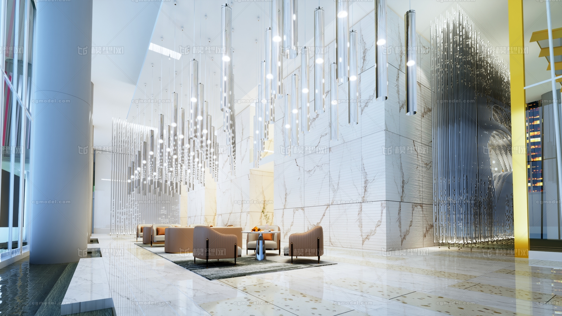 酒店大堂 酒店大厅模型-现代场景模型库-3ds Max(.max)模型下载-cg模型网