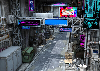 科幻赛博朋克工业街道3dmax fbx模模型-科幻场景模型库-FBX(.fbx)模型下载-cg模型网