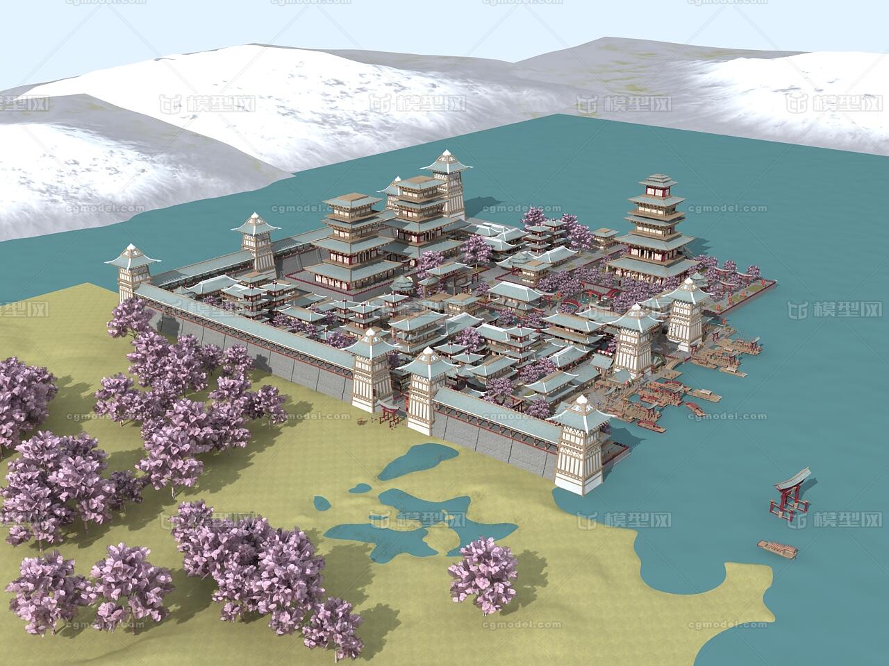 古代日本复古木质建筑3dmax模型fbx模型-古代场景模型库-FBX(.fbx)模型下载-cg模型网