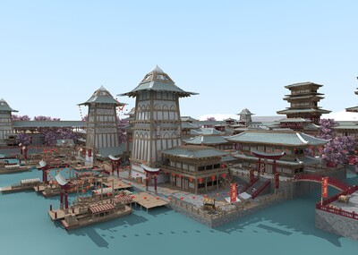 古代日本复古木质建筑3dmax模型fbx模型-古代场景模型库-FBX(.fbx)模型下载-cg模型网