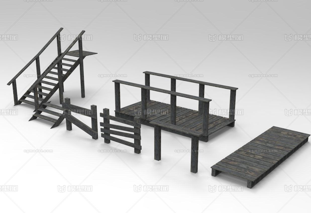 楼梯 栏杆模型-场景部件模型库-3ds Max(.max)模型下载-cg模型网