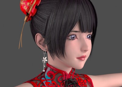 性感美女 邻家大姐姐 旗袍女性人物模型模型-女人模型库-3ds Max(.max)模型下载-cg模型网
