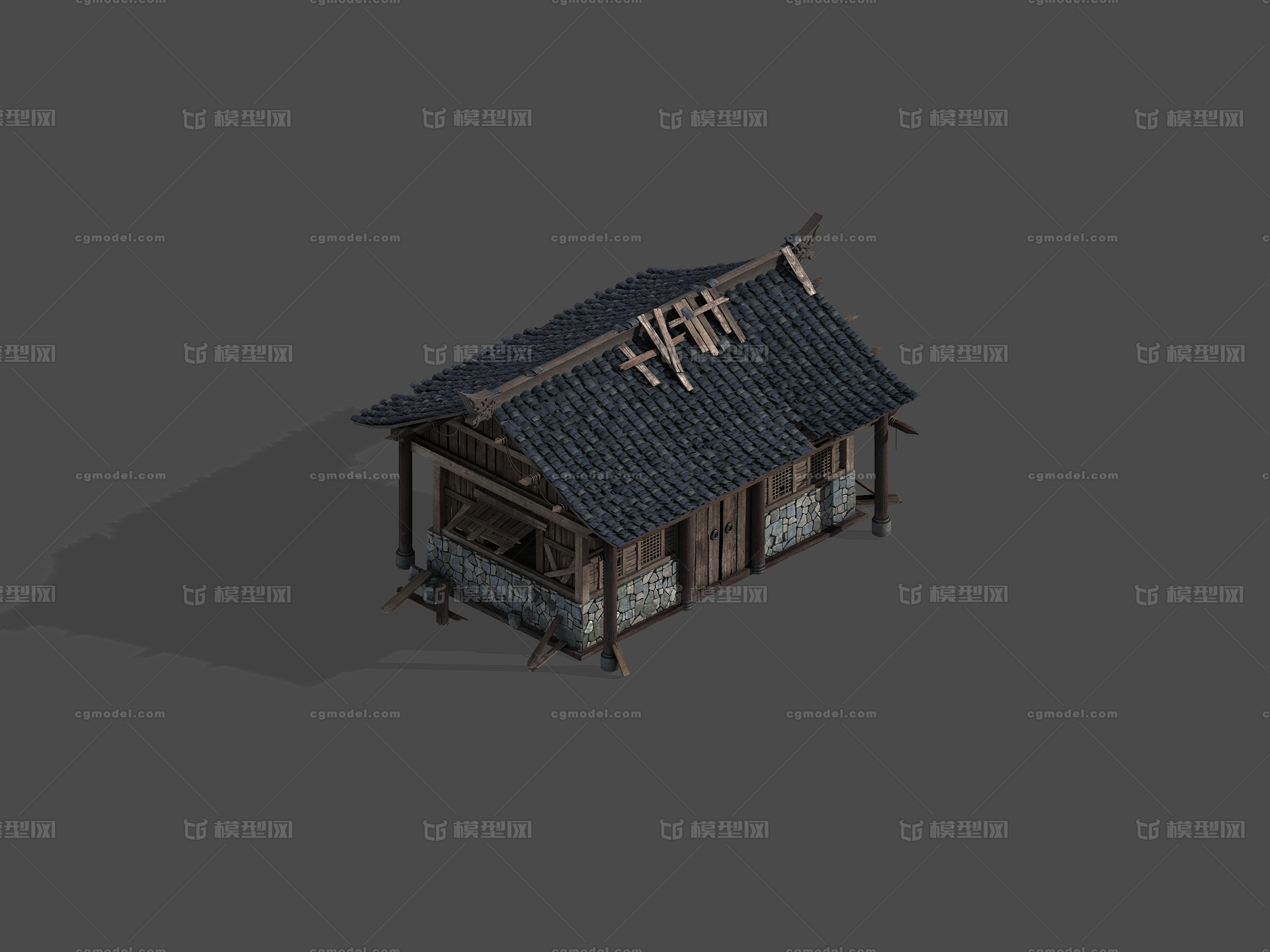 3转2写实场景模型 破烂房子模型-场景部件模型库-3ds Max(.max)模型下载-cg模型网