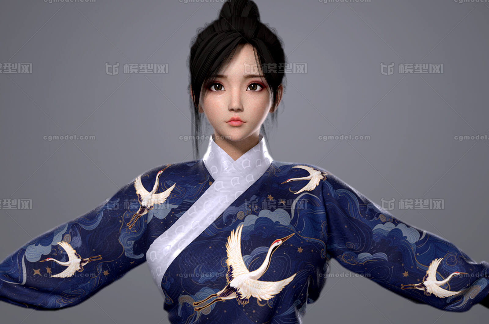 古代人物 汉服汉朝古装角色女侠模型-女人模型库-Maya(.ma/.mb)模型下载-cg模型网