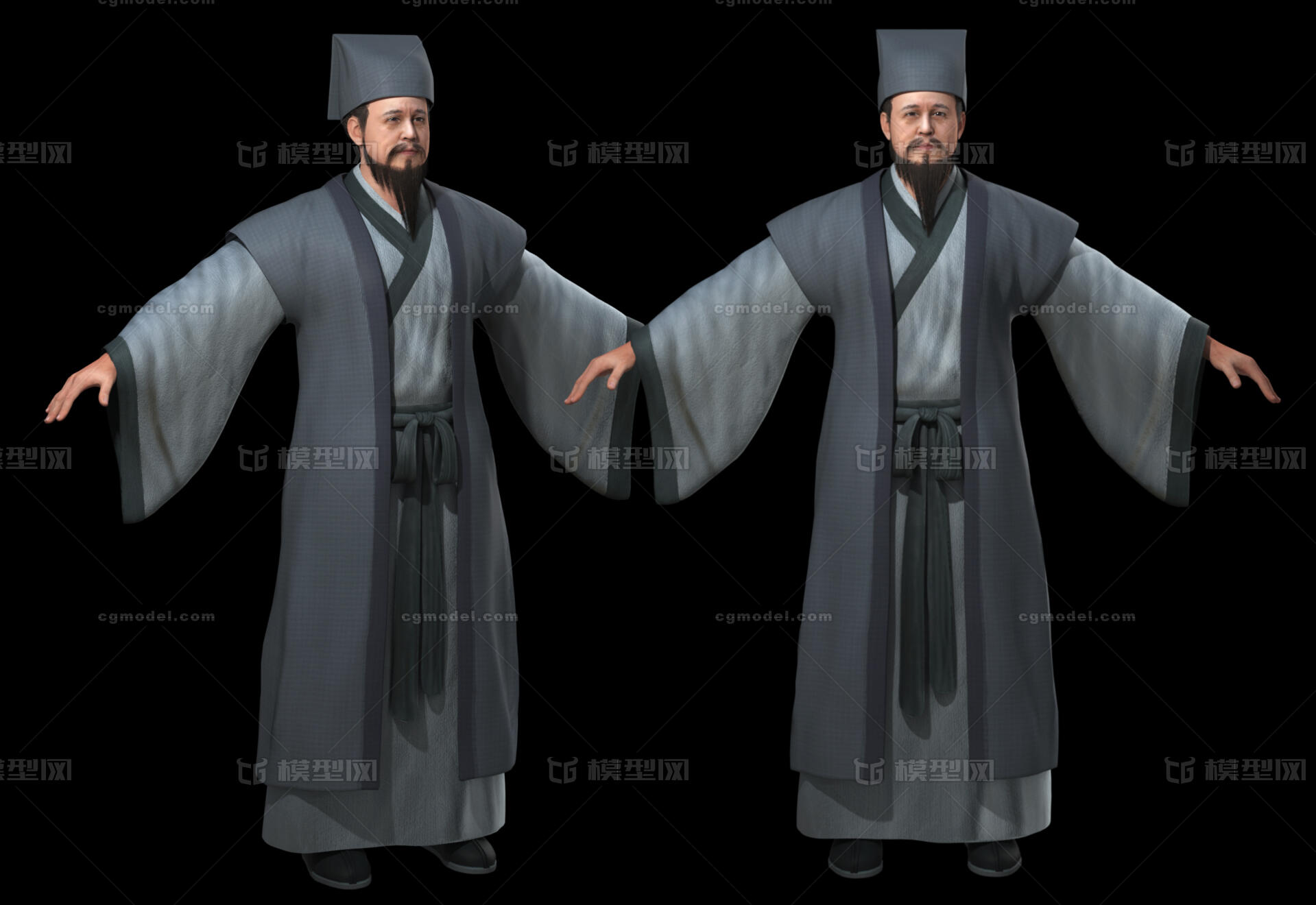 原创古代人物【带绑定】 老人模型-男人模型库-FBX(.fbx)模型下载-cg模型网