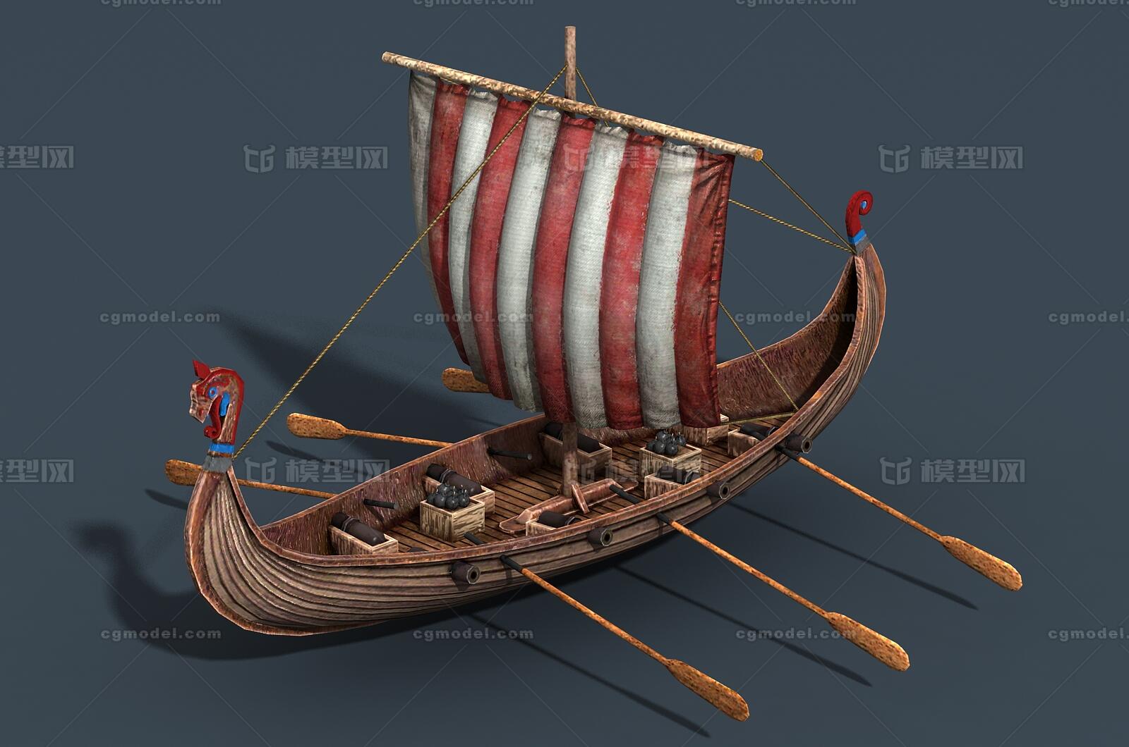 卡通 维京战舰模型-古代船/仿古船模型库-FBX(.fbx)模型下载-cg模型网
