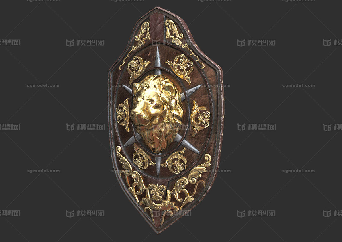 狮头盾牌 中世纪模型-防具模型库-FBX(.fbx)模型下载-cg模型网