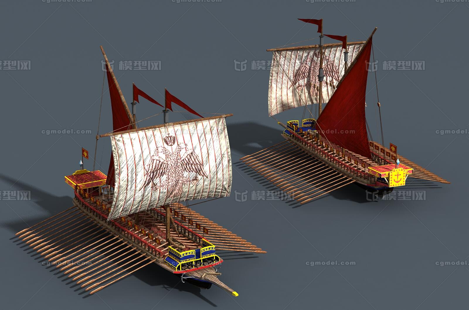 卡通 古希腊战船模型-古代船/仿古船模型库-FBX(.fbx)模型下载-cg模型网
