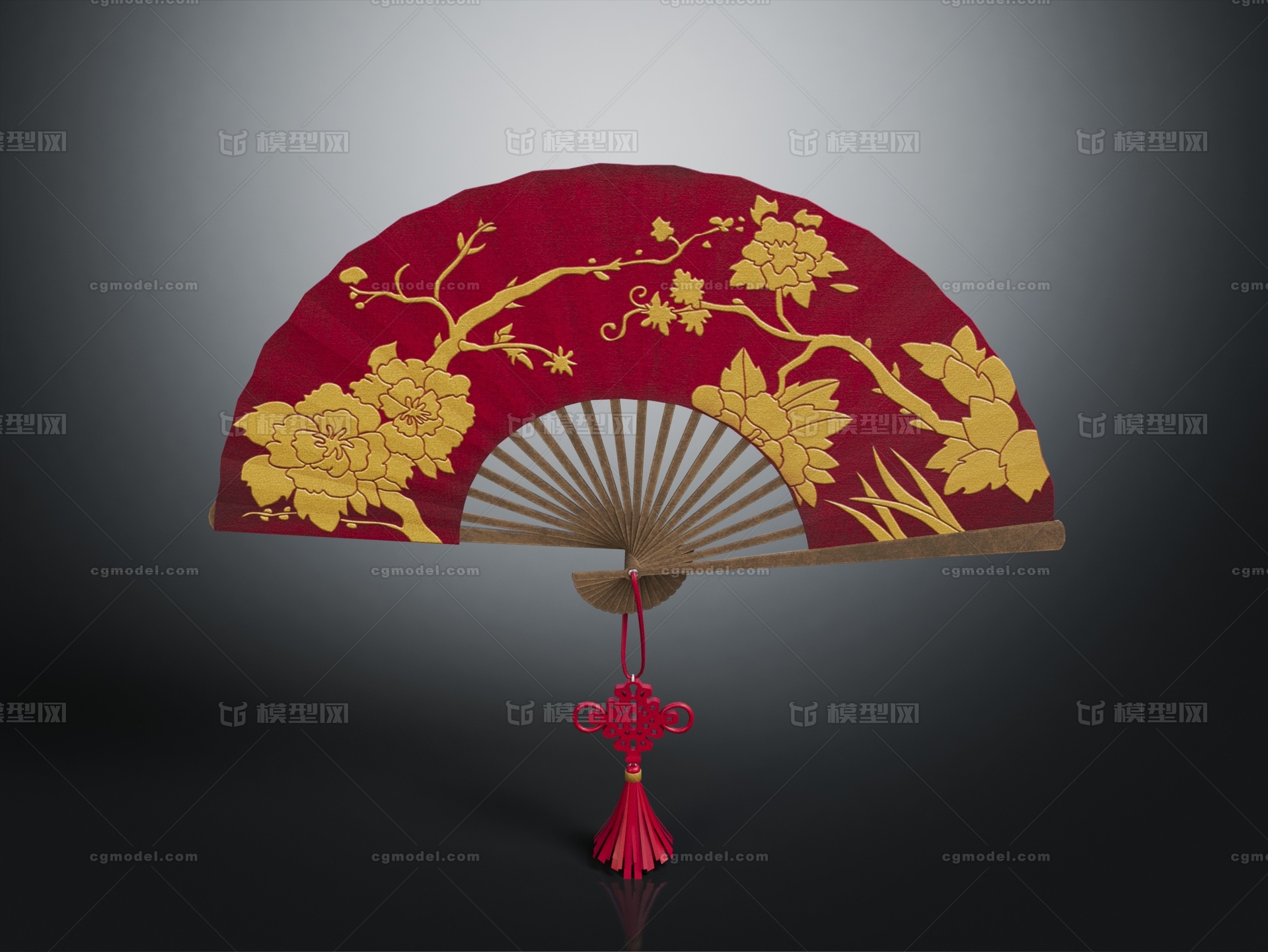中国扇子 古典扇子模型-个人用品模型库-3ds Max(.max)模型下载-cg模型网