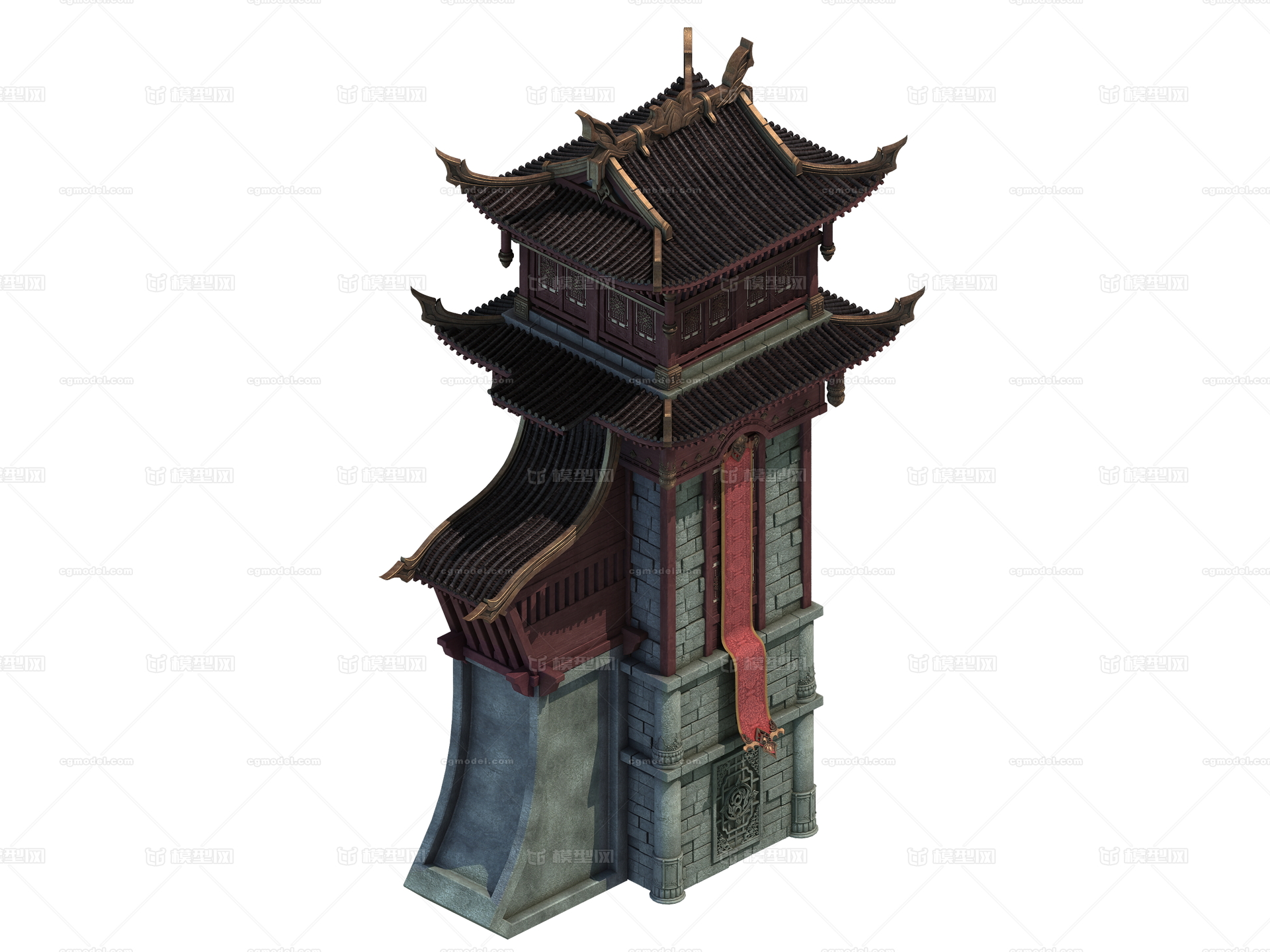 3转2写实场景模型 塔楼模型-古代场景模型库-3ds Max(.max)模型下载-cg模型网