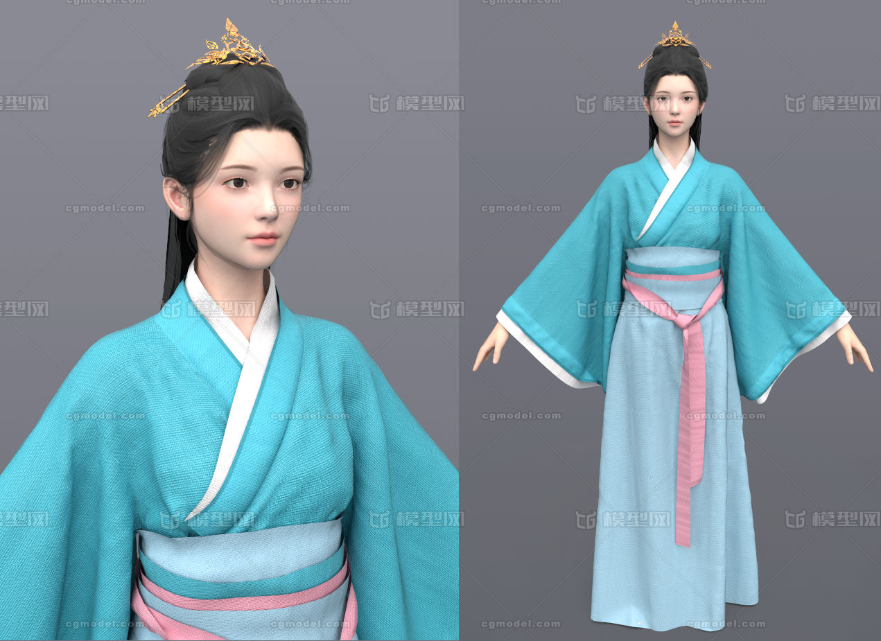 汉服 古代女人模型-女人模型库-3ds Max(.max)模型下载-cg模型网