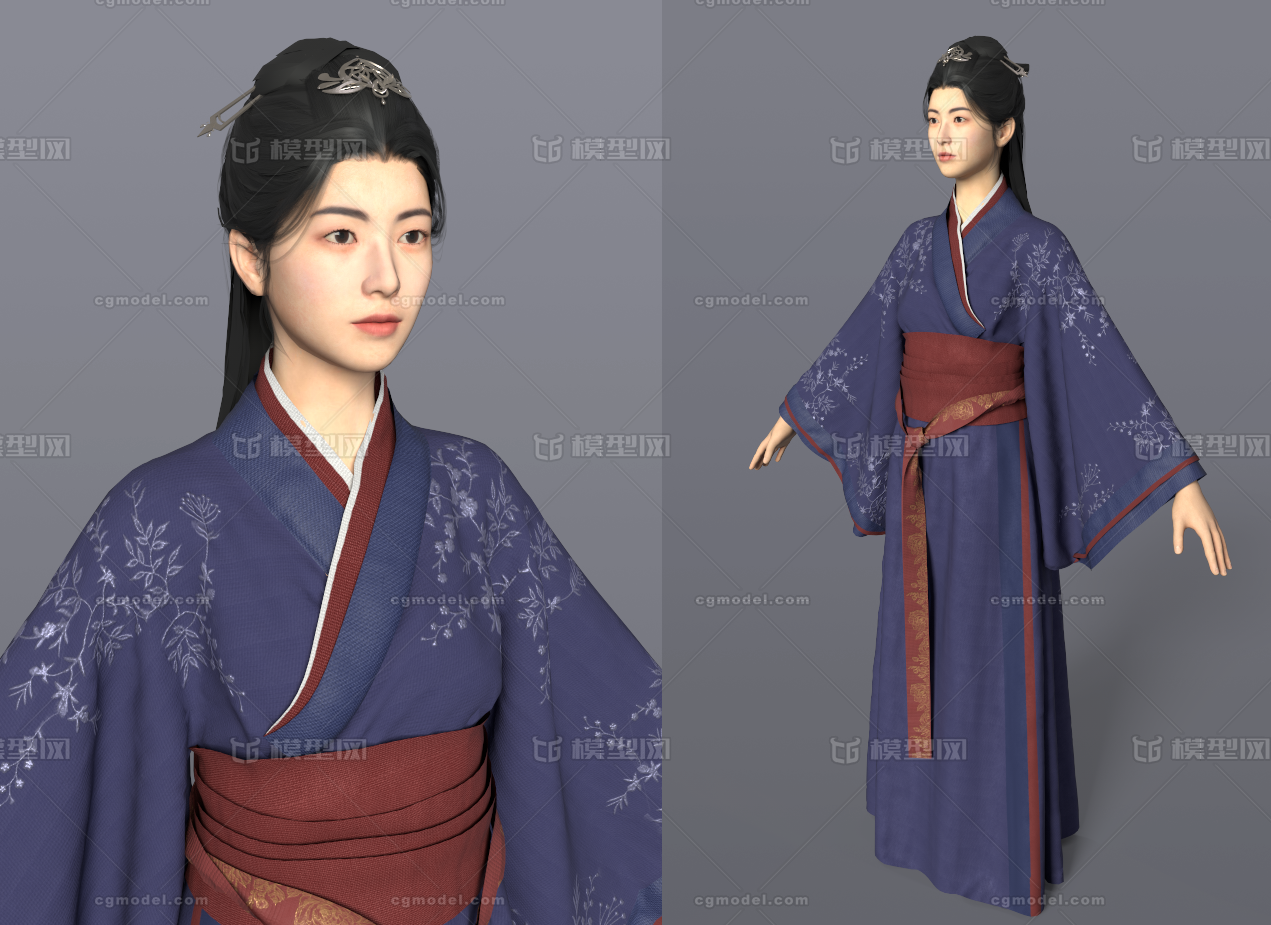 古代女子 汉服模型-女人模型库-3ds Max(.max)模型下载-cg模型网