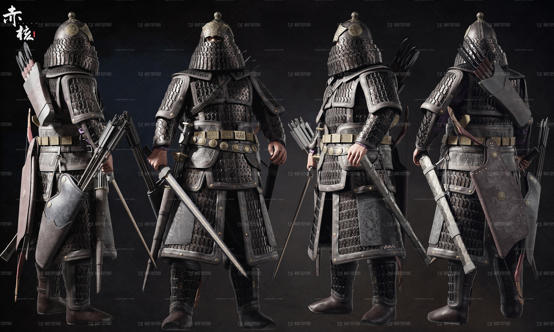 中国古代甲胄模型模型-穿戴服饰模型库-Maya(.ma/.mb)模型下载-cg模型网