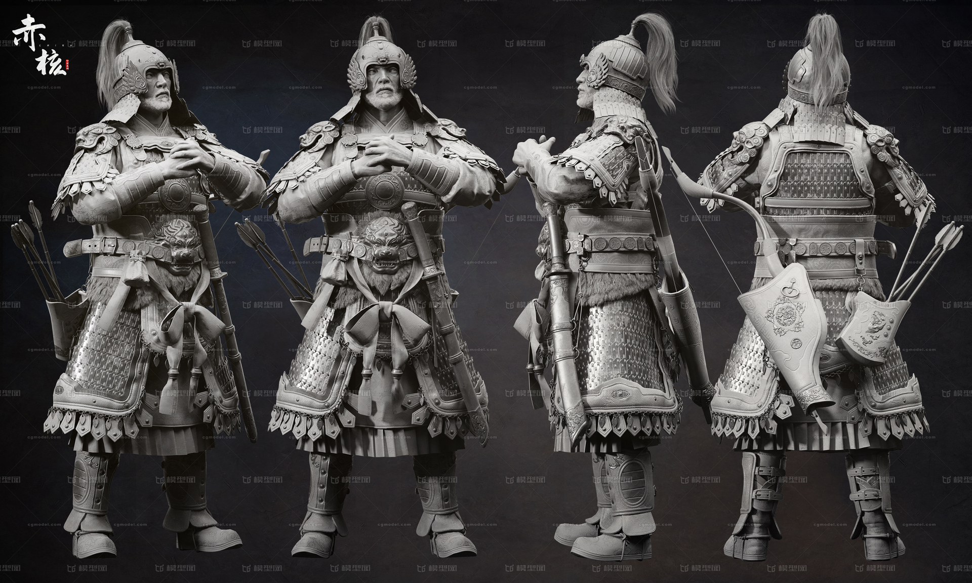 中国古代甲胄模型模型-穿戴服饰模型库-Maya(.ma/.mb)模型下载-cg模型网