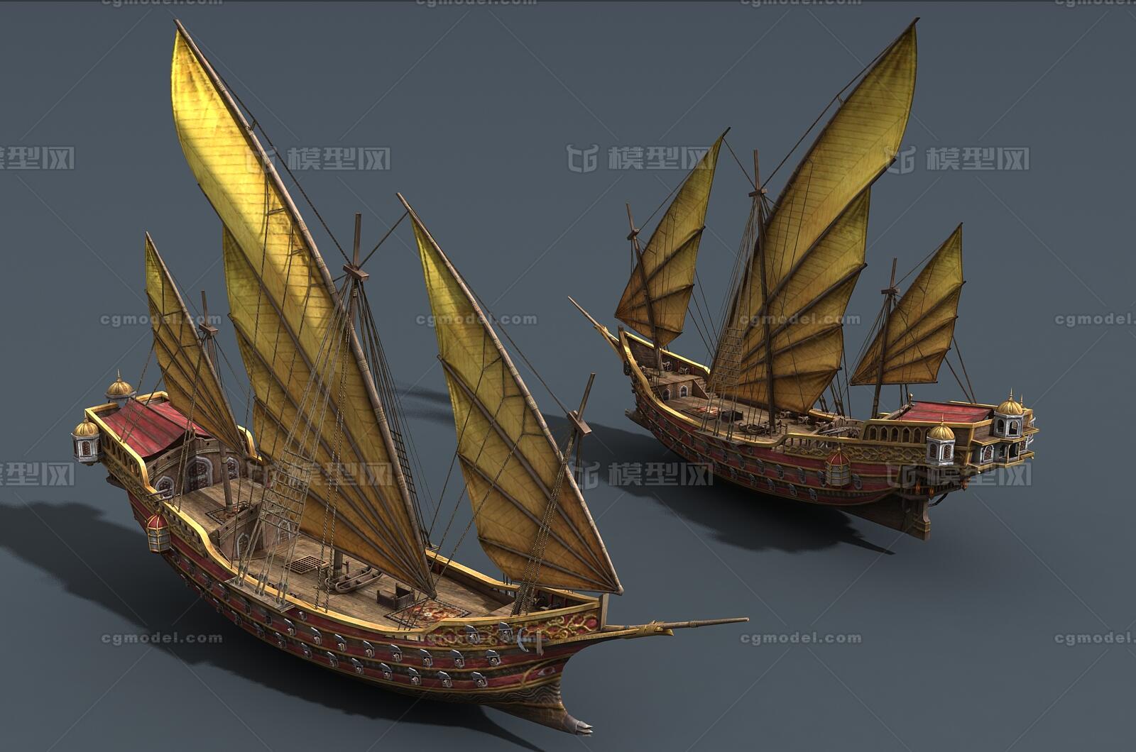 卡通 古代战舰模型-古代船/仿古船模型库-FBX(.fbx)模型下载-cg模型网