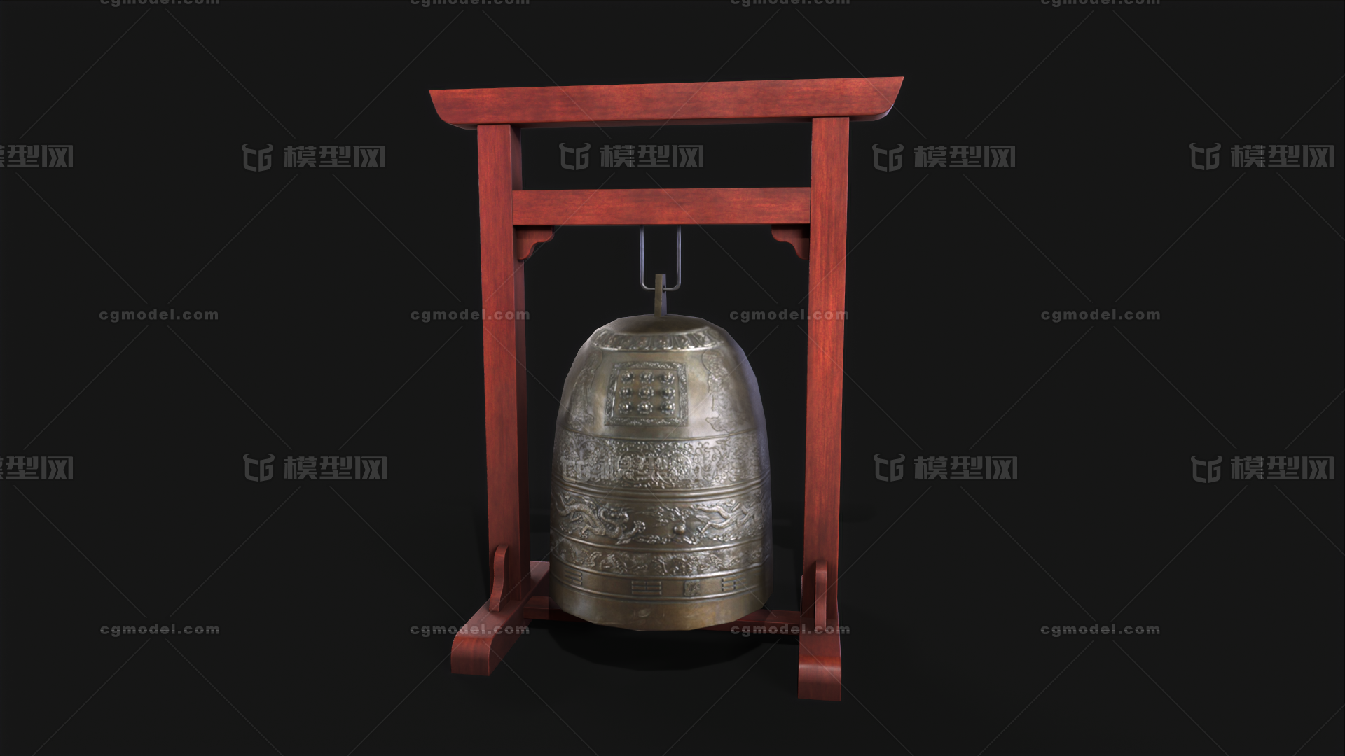 撞钟 寺庙钟模型-场景部件模型库-3ds Max(.max)模型下载-cg模型网