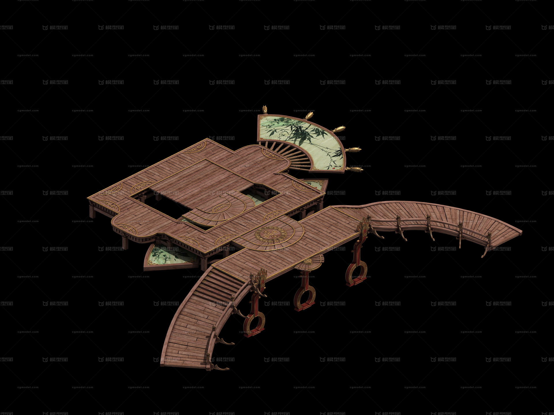 3转2写实场景模型 中心平台模型-场景部件模型库-3ds Max(.max)模型下载-cg模型网