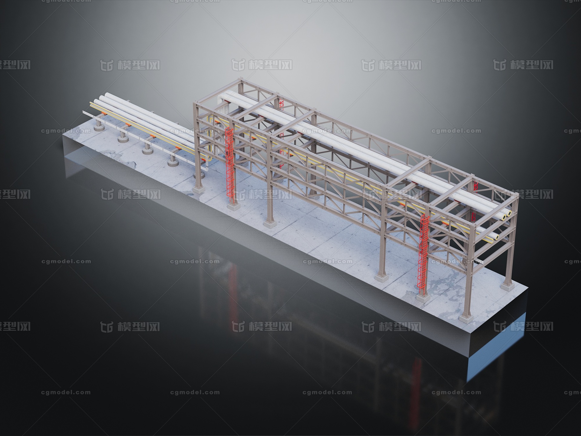 管架 管廊模型-场景部件模型库-3ds Max(.max)模型下载-cg模型网
