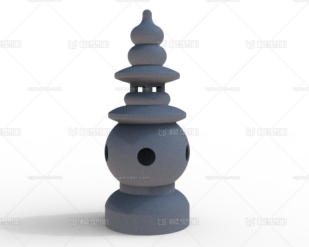 三潭印月 杭州西湖三潭印月石塔模型-古代场景模型库-FBX(.fbx)模型下载-cg模型网