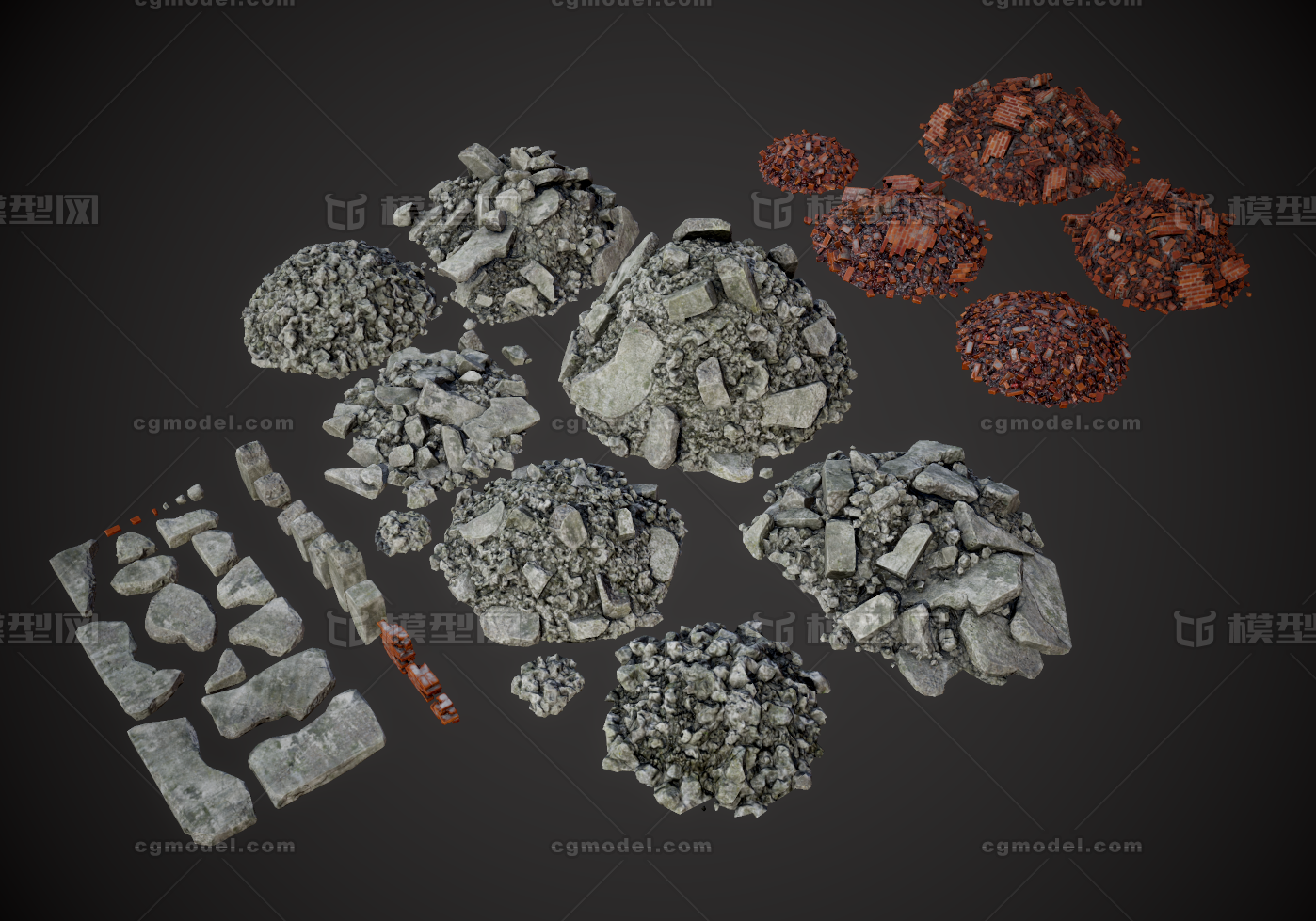 碎砖堆 碎砖模型-场景部件模型库-FBX(.fbx)模型下载-cg模型网