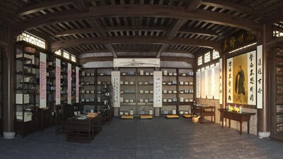 古代书店古代书房孔子学院书院学堂书屋模型-古代场景模型库-3ds Max(.max)模型下载-cg模型网