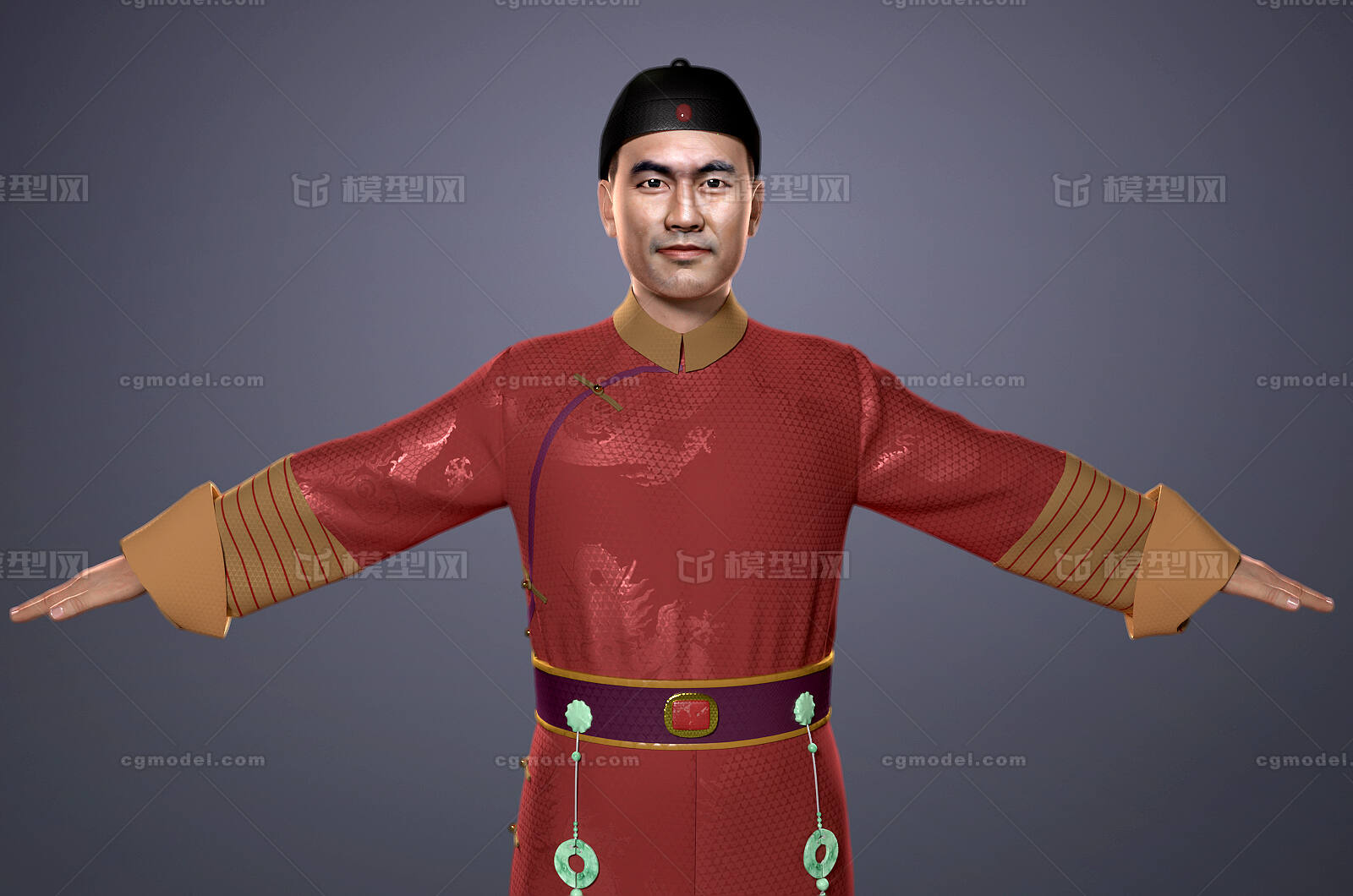 清朝员外秀才 掌柜模型-男人模型库-Maya(.ma/.mb)模型下载-cg模型网