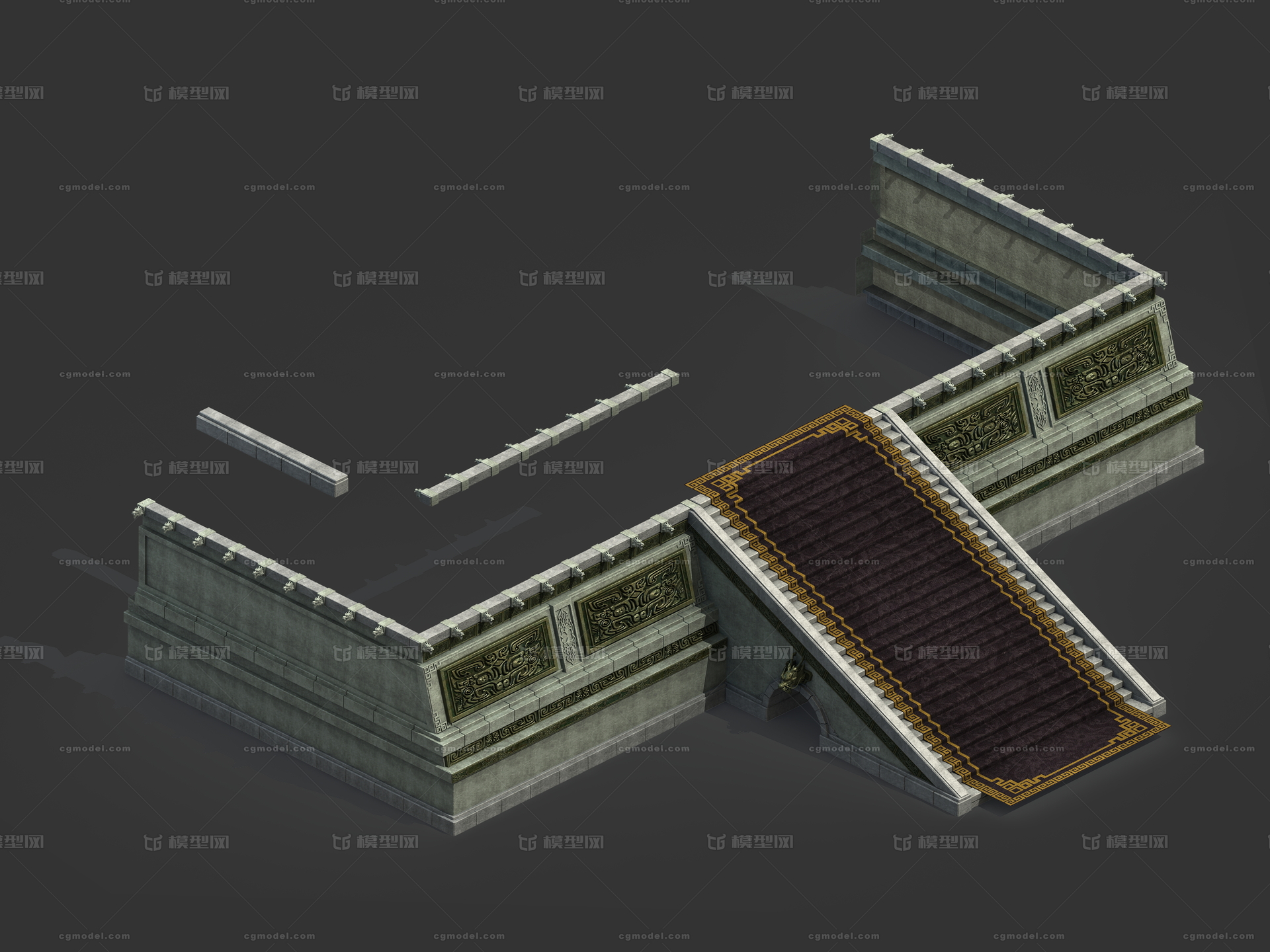 3转2写实场景模型 高台模型-场景部件模型库-3ds Max(.max)模型下载-cg模型网