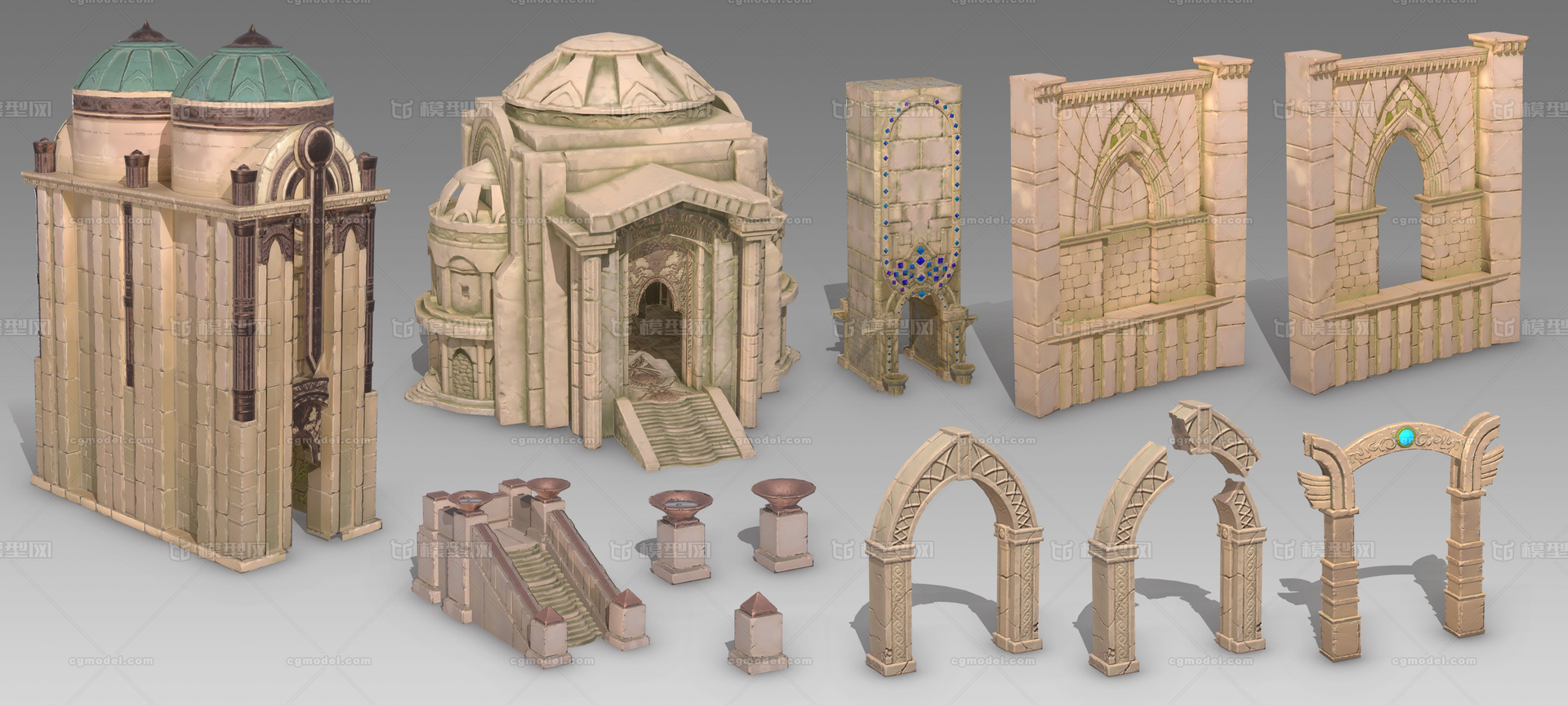 次世代场景 古建筑模型-古代场景模型库-3ds Max(.max)模型下载-cg模型网