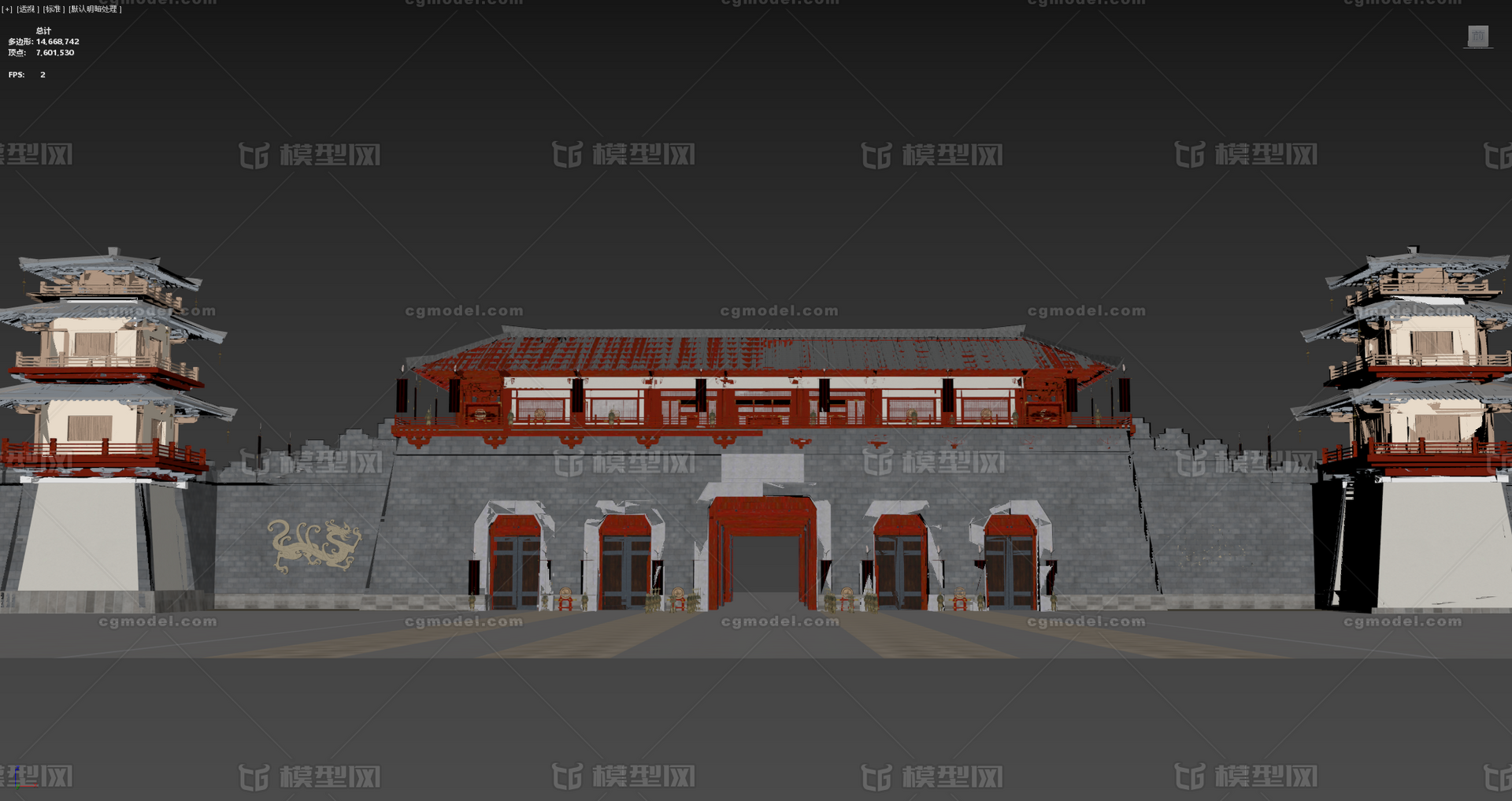 京都 城楼模型-历史建筑模型库-3ds Max(.max)模型下载-cg模型网
