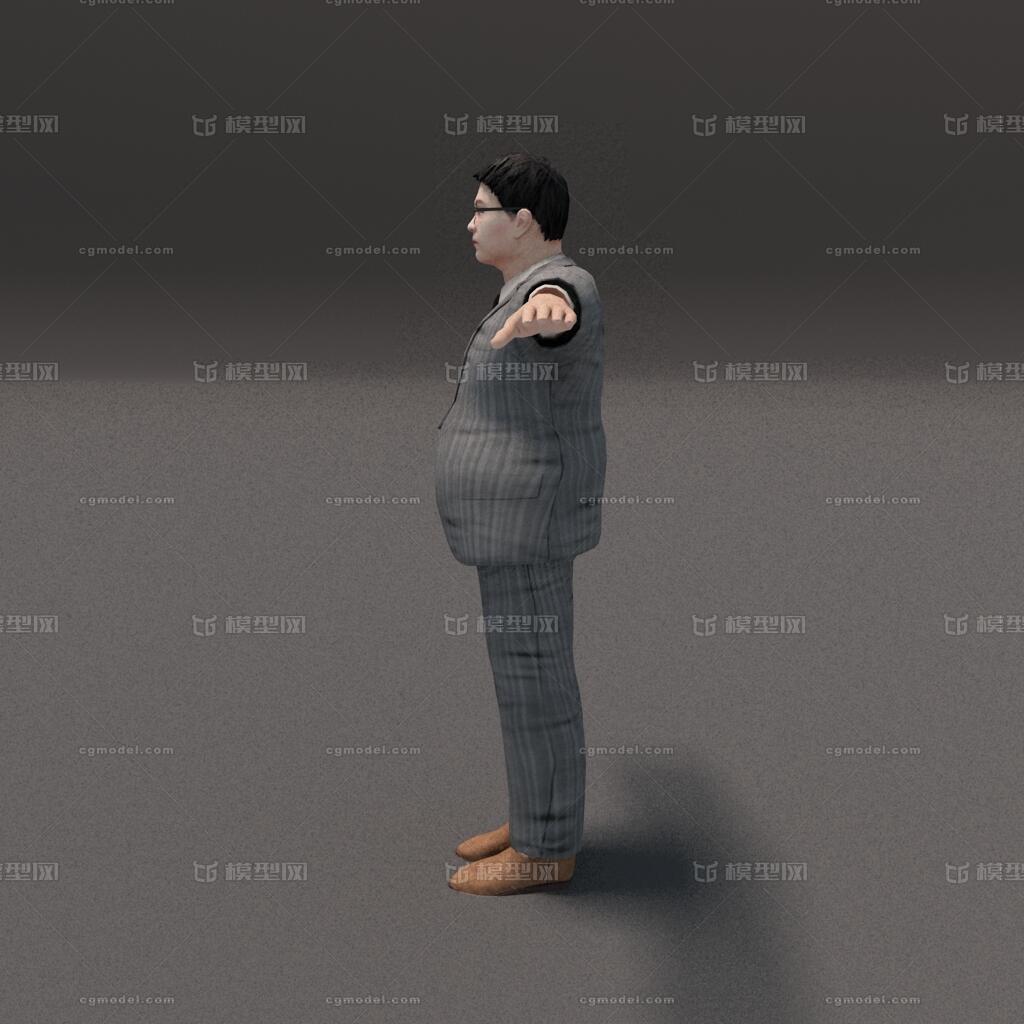 西装中年男胖子模型-男人模型库-3ds Max(.max)模型下载-cg模型网