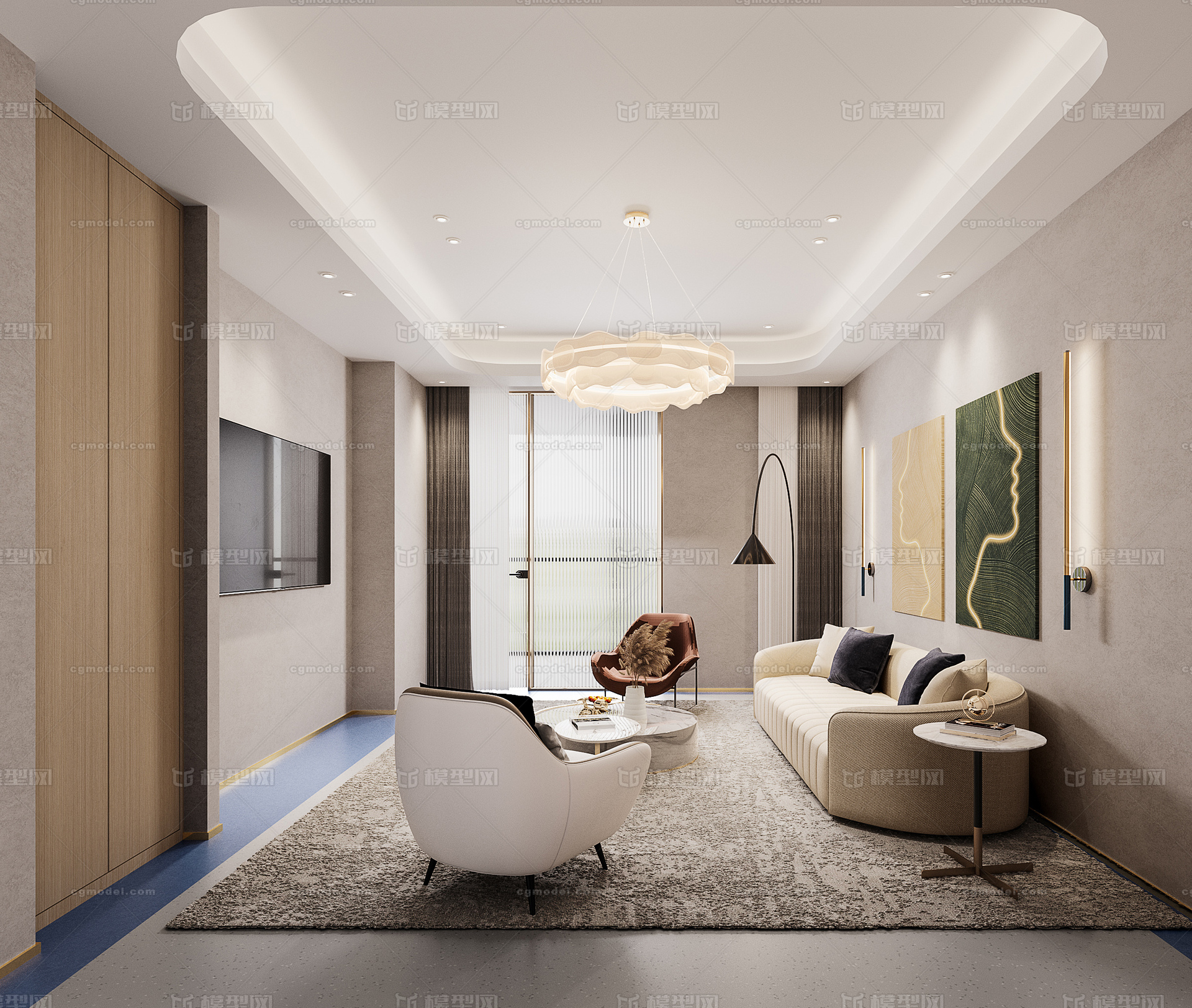 现代洽谈室 VIP接待室模型-娱乐空间模型库-3ds Max(.max)模型下载-cg模型网