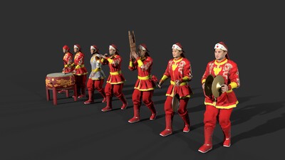 古代人【有绑定】古代仪仗队 杂耍人模型-男人模型库-Cinema 4D(.c4d)模型下载-cg模型网