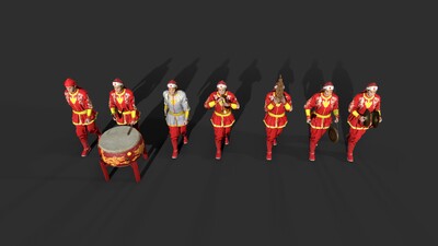 古代人【有绑定】古代仪仗队 杂耍人模型-男人模型库-Cinema 4D(.c4d)模型下载-cg模型网