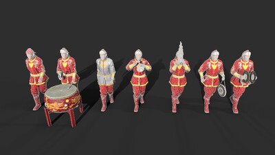 古代人【有绑定】古代仪仗队 杂耍人模型-男人模型库-Cinema 4D(.c4d)模型下载-cg模型网