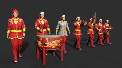 古代人【有绑定】古代仪仗队 杂耍人模型-男人模型库-Cinema 4D(.c4d)模型下载-cg模型网