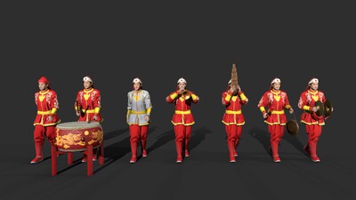 古代人【有绑定】古代仪仗队 杂耍人模型-男人模型库-Cinema 4D(.c4d)模型下载-cg模型网