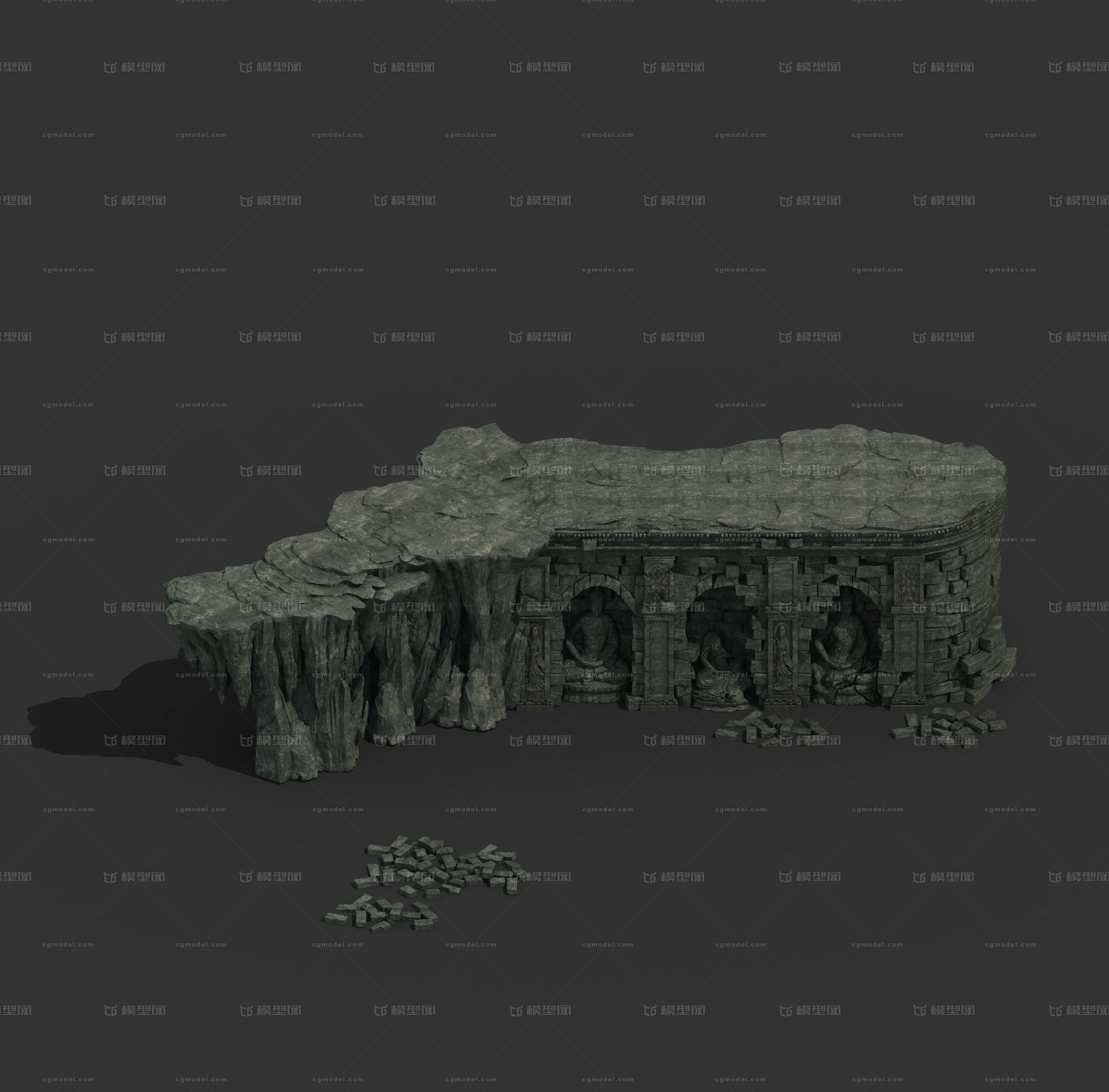 3转2写实场景模型 地形石头模型-场景部件模型库-3ds Max(.max)模型下载-cg模型网