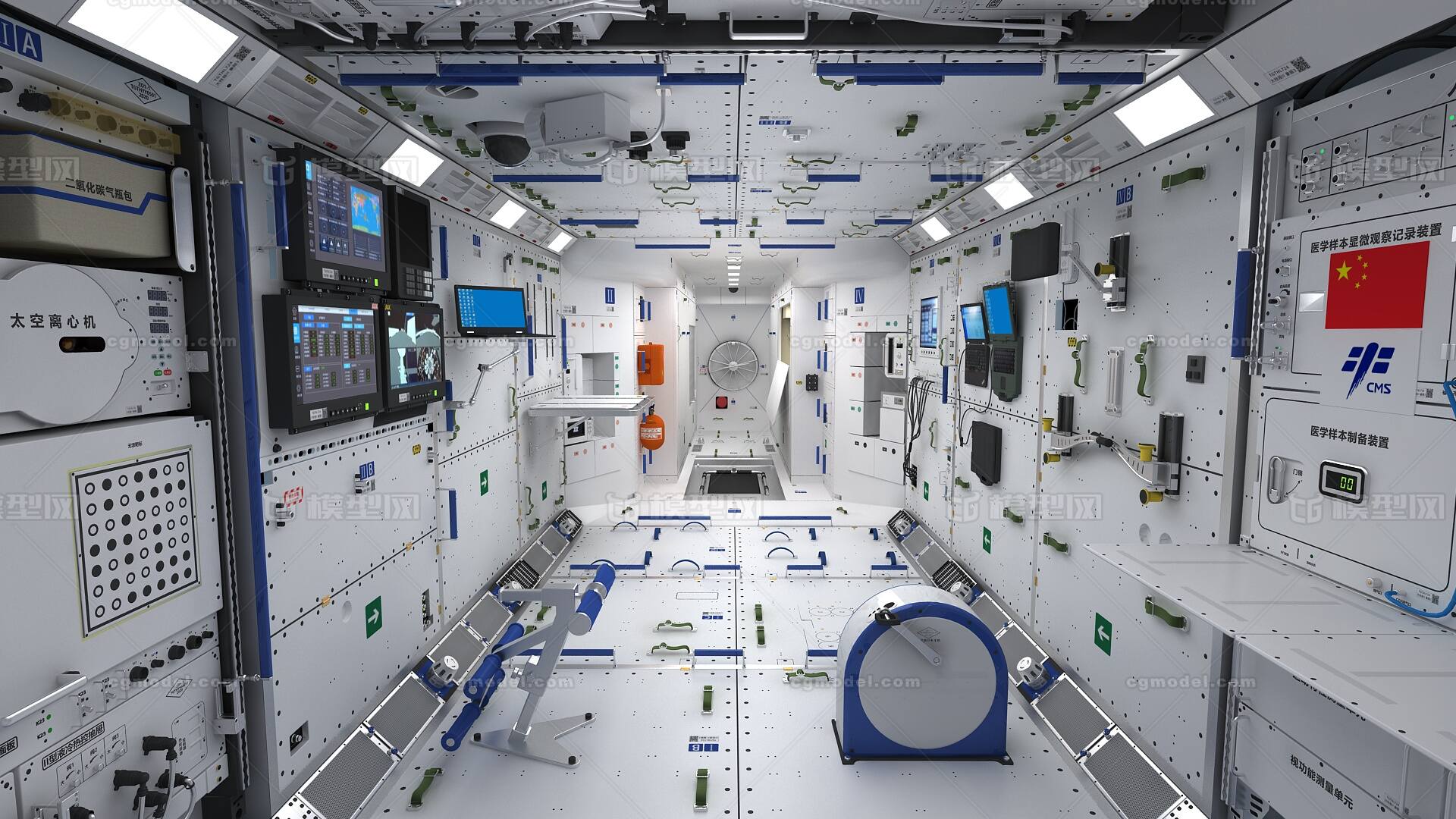 天和号核心舱内部结构(中国空间站)模型-人造地球卫星模型库-3ds Max(.max)模型下载-cg模型网