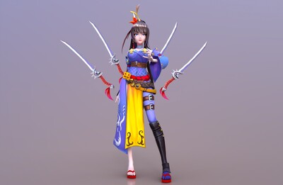 卡通 女刀客模型-异形怪物模型库-FBX(.fbx)模型下载-cg模型网