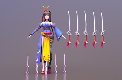 卡通 女刀客模型-异形怪物模型库-FBX(.fbx)模型下载-cg模型网
