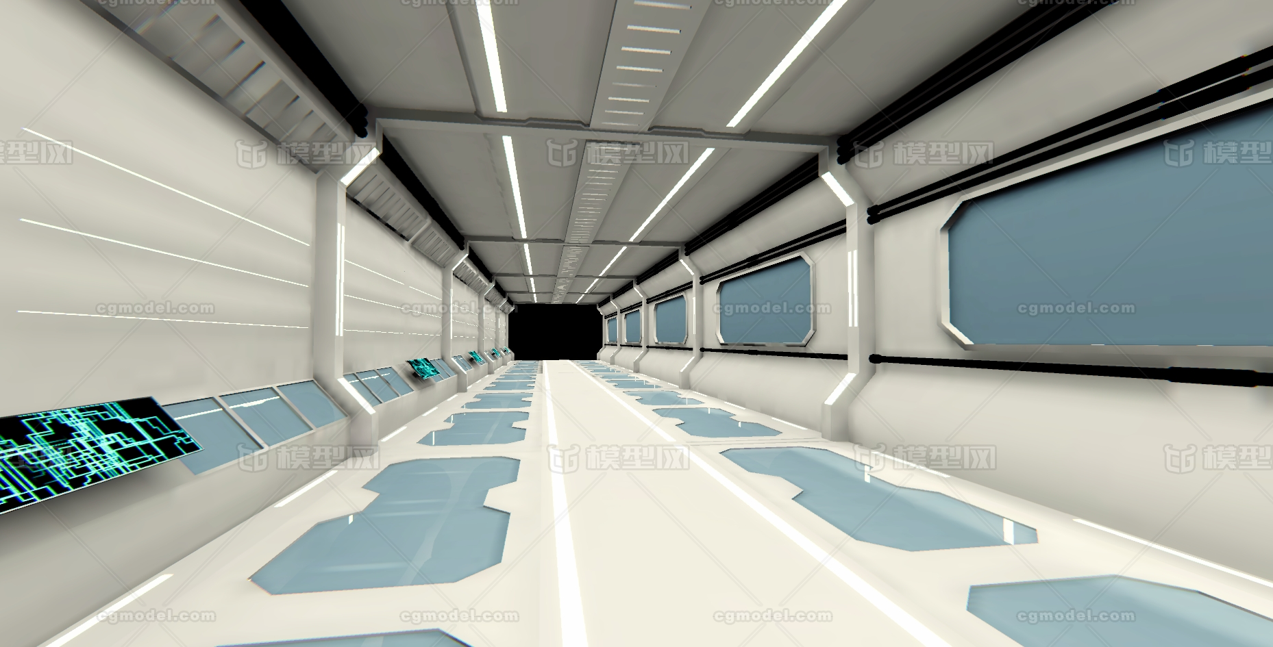 Unity科幻走廊 科幻建筑模型-科幻建筑模型库-Maya(.ma/.mb)模型下载-cg模型网