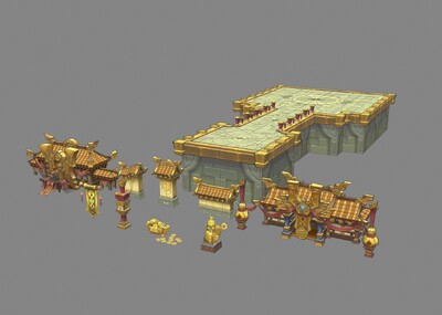 中国风古代场景部件Q版建筑模型-古代场景模型库-3ds Max(.max)模型下载-cg模型网