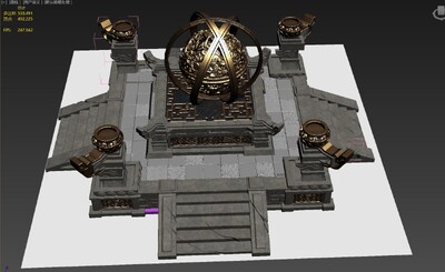 3转2写实场景模型 地球仪平台模型-场景部件模型库-3ds Max(.max)模型下载-cg模型网