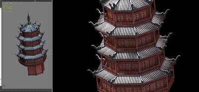 3转2写实场景模型 塔楼模型-场景部件模型库-3ds Max(.max)模型下载-cg模型网